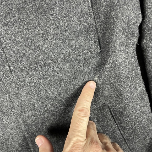 Banana Republic Jacket Mens M Gray Italian Wool Cashmere Full Zip Lined Pea Coat - Picture 4 of 16